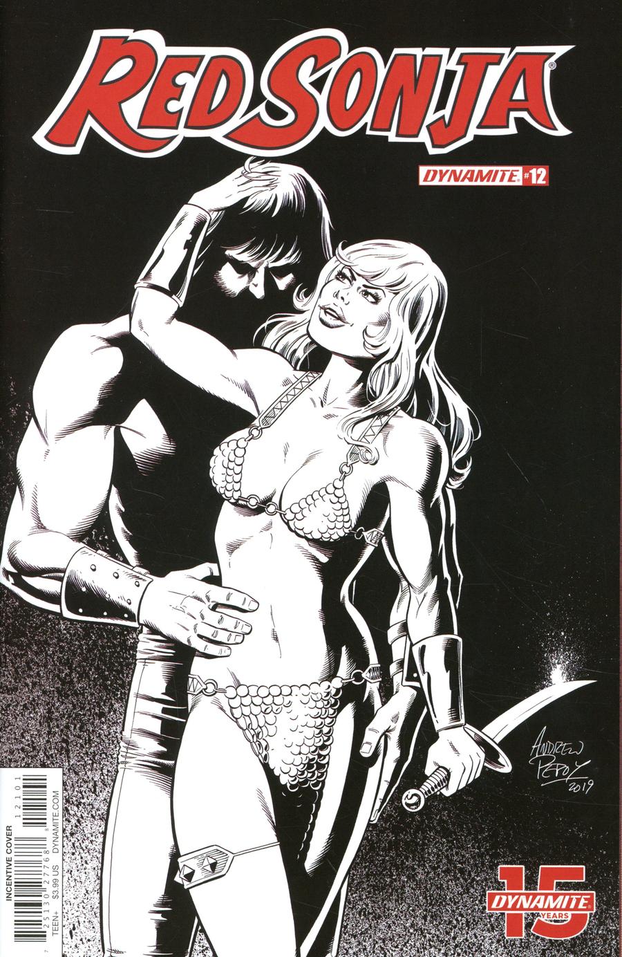 Red Sonja Vol 8 #12 Cover O Incentive Andrew Pepoy Seduction Black & White Variant Cover