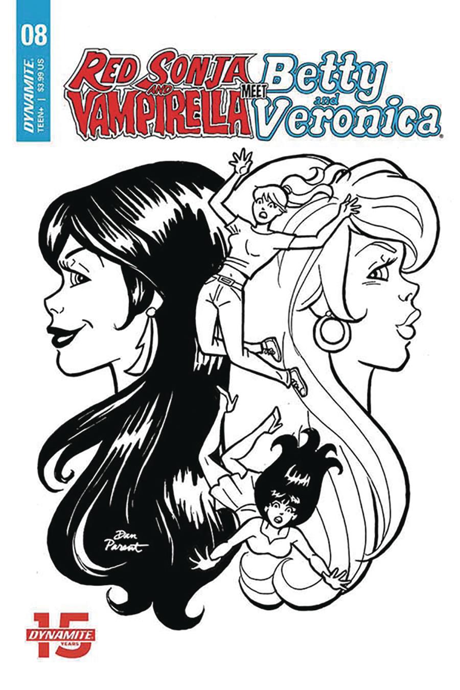 Red Sonja And Vampirella Meet Betty And Veronica #8 Cover G Incentive Dan Parent Black & White Cover
