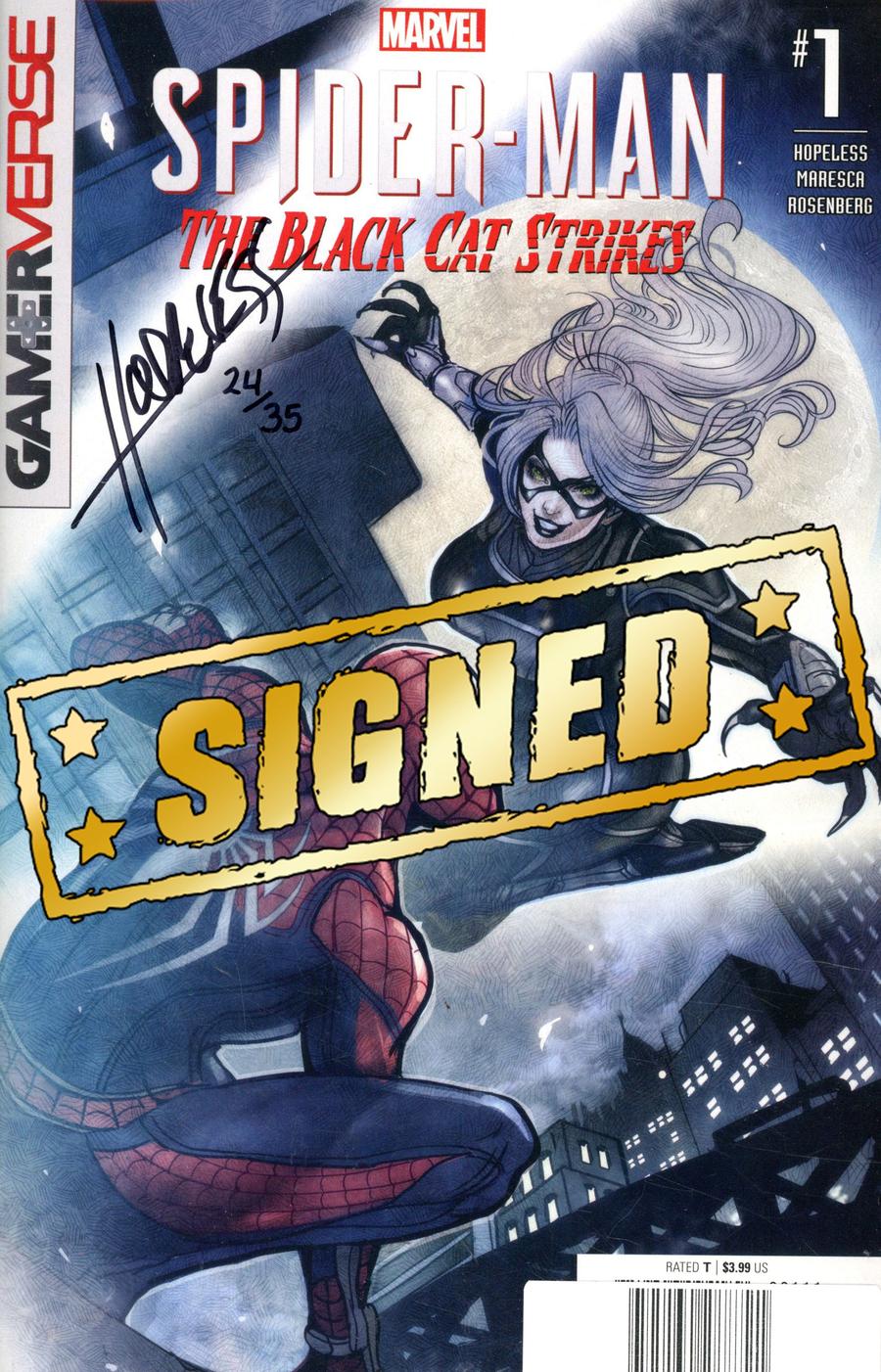 Marvels Spider-Man Black Cat Strikes #1 Cover E DF Signed By Dennis Hopeless Hallum