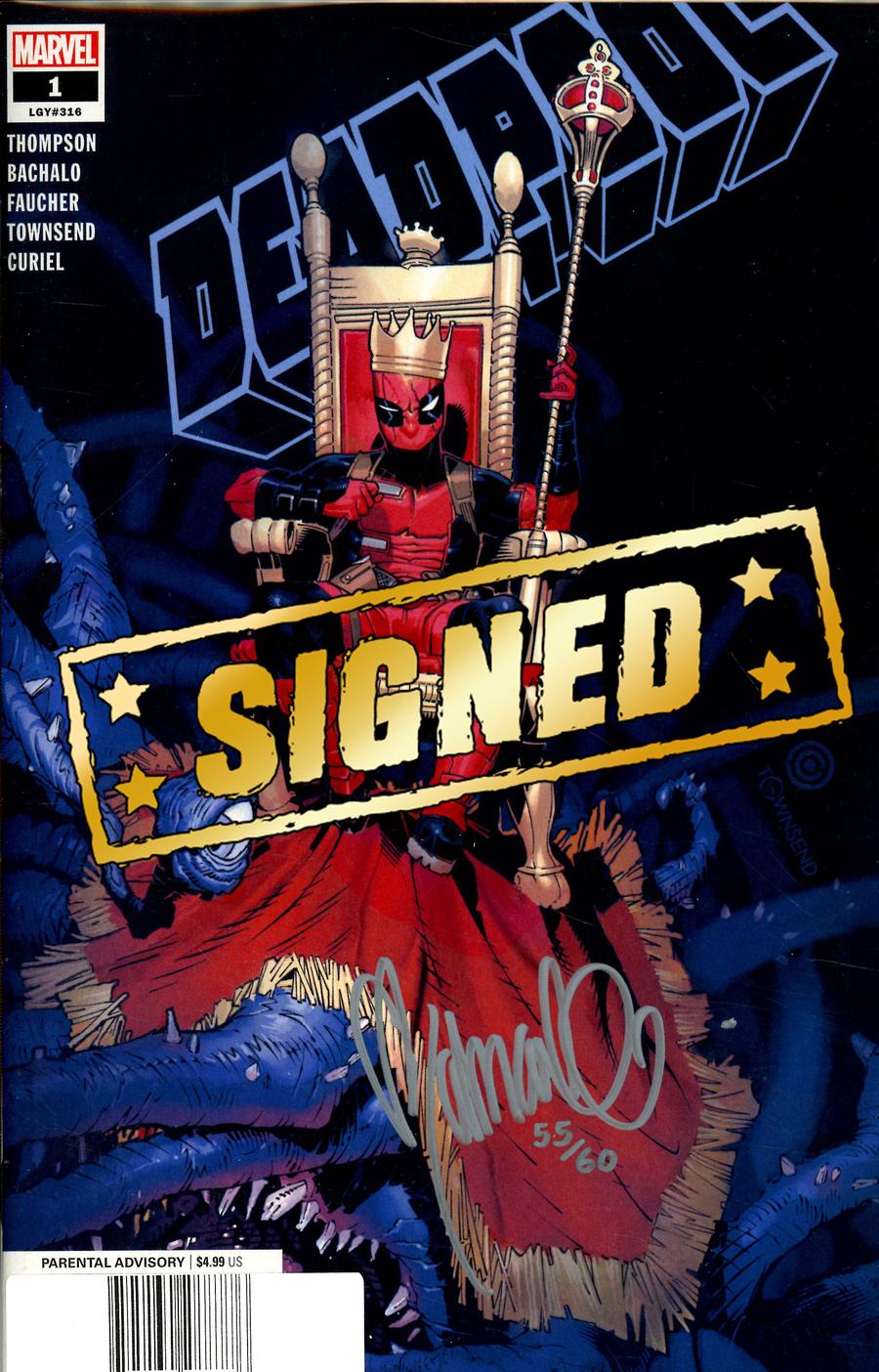 Deadpool Vol 7 #1 Cover J DF Signed By Chris Bachalo