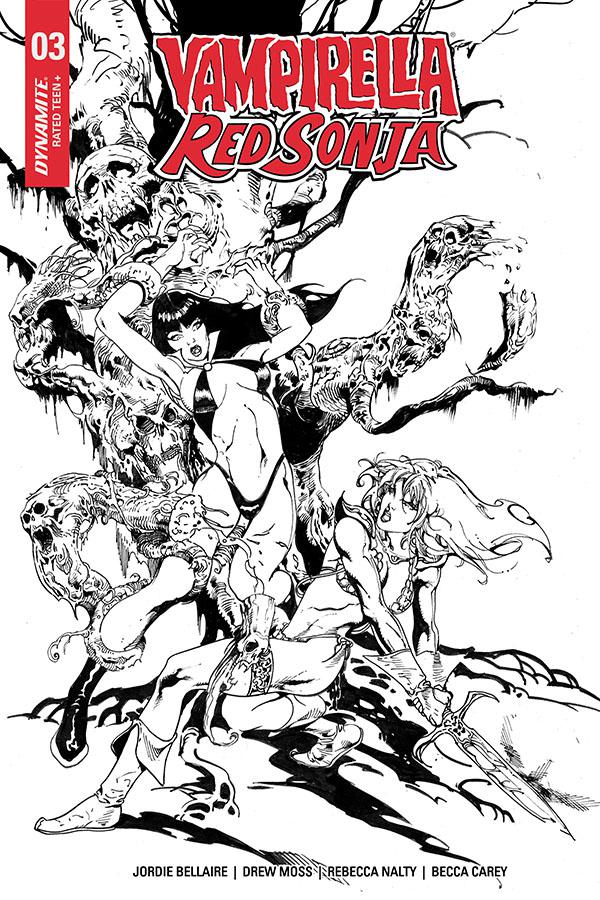 Vampirella Red Sonja #3 Cover G Incentive Roberto Castro Black & White Cover