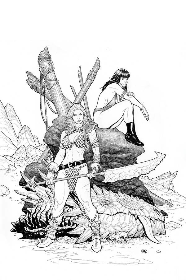 Vampirella Red Sonja #3 Cover M Incentive Frank Cho Black & White Virgin Cover