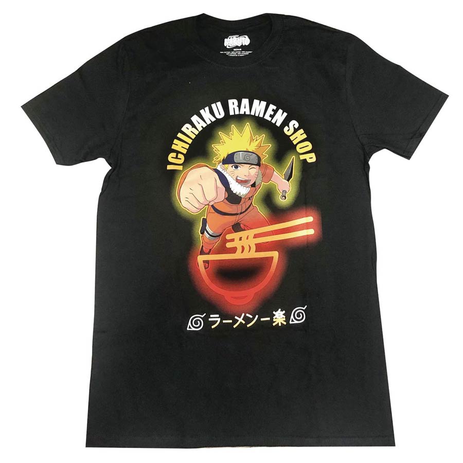 Naruto Ichiraku Ramen Shop Black T-Shirt Large