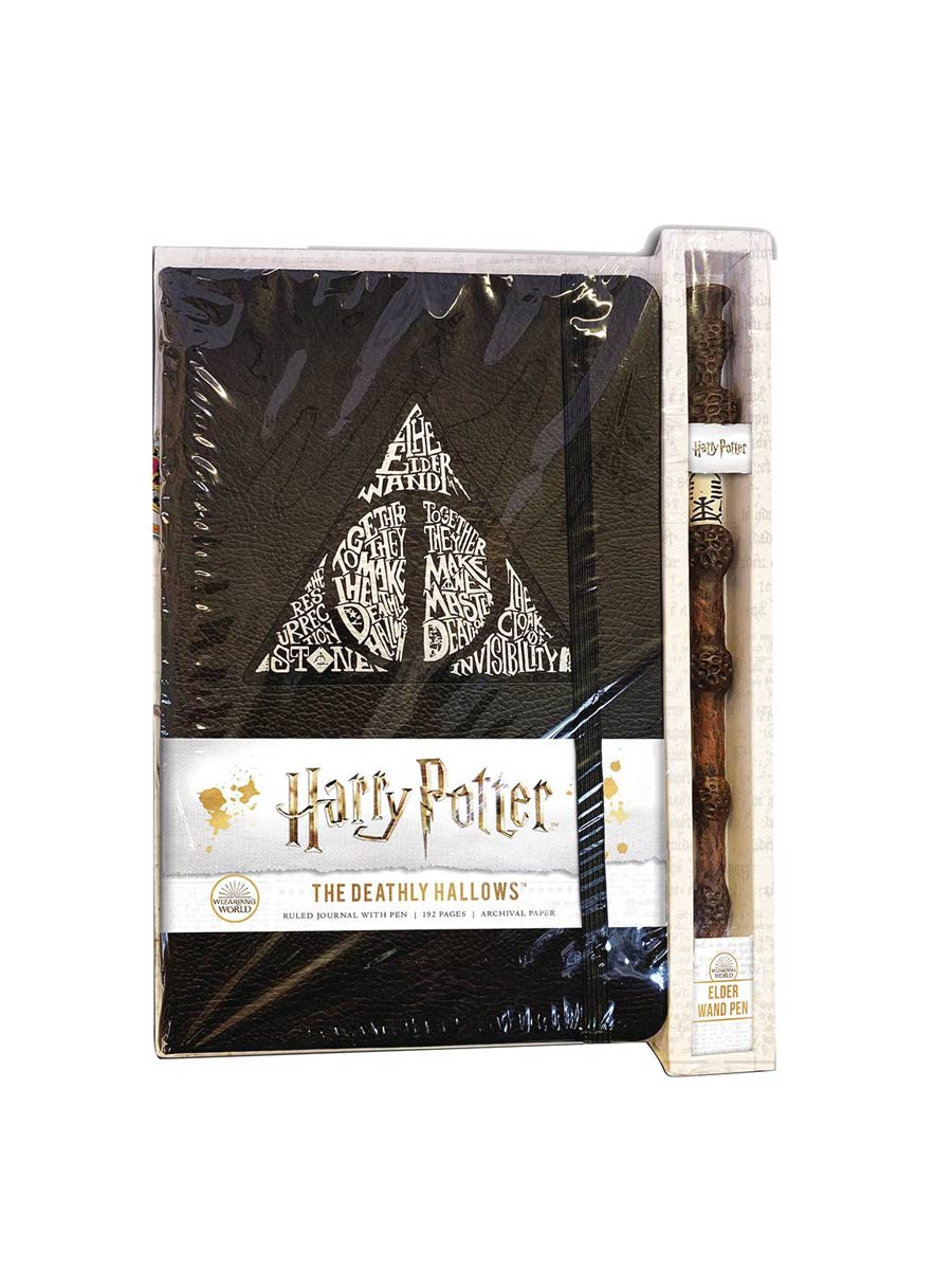 Harry Potter Deathly Hallows Ruled Journal HC And Elder Wand Pen Set