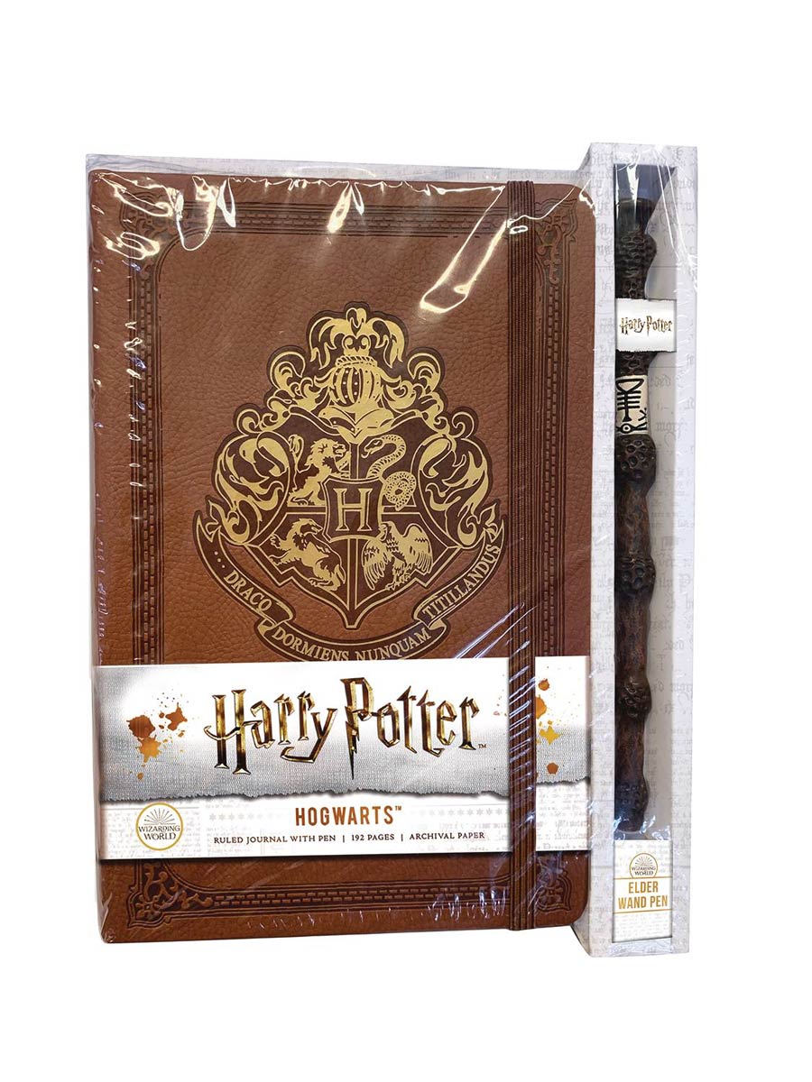 Harry Potter Hogwarts Ruled Journal HC And Elder Wand Pen Set