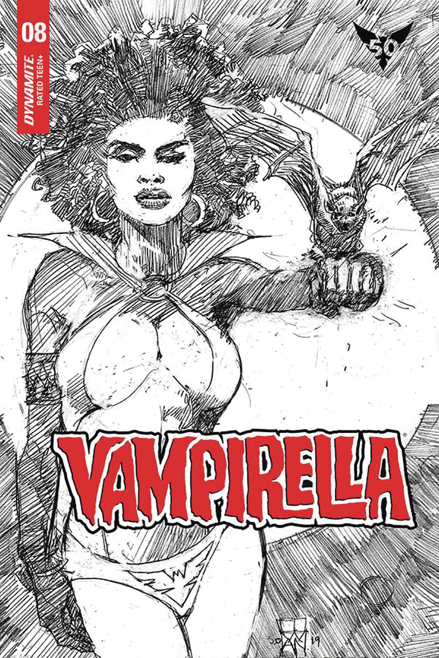 Vampirella Vol 8 #8 Cover O Incentive Denys Cowan Black & White Cover