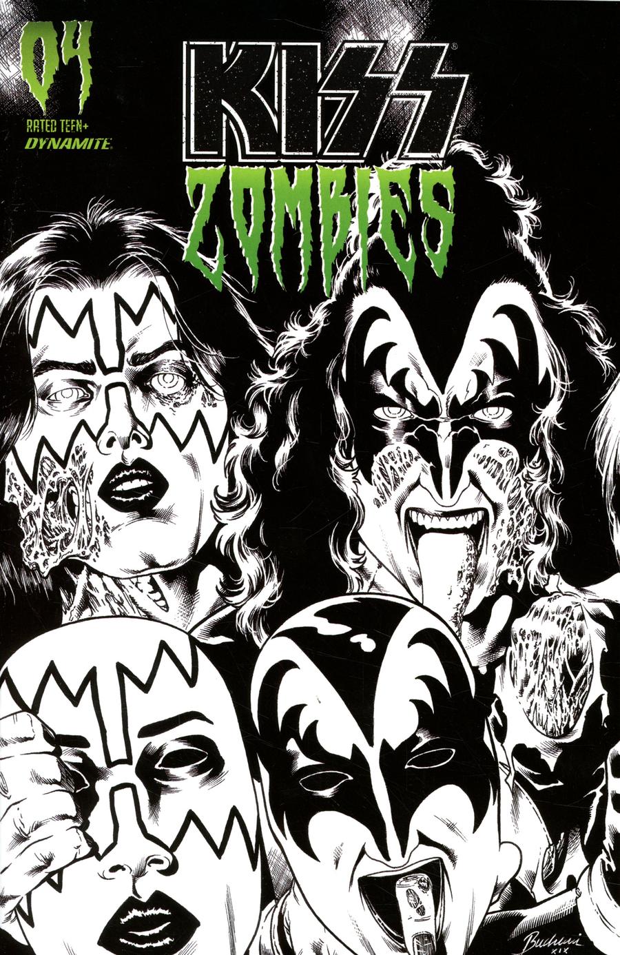KISS Zombies #4 Cover L Incentive Rodney Buchemi Black & White Cover