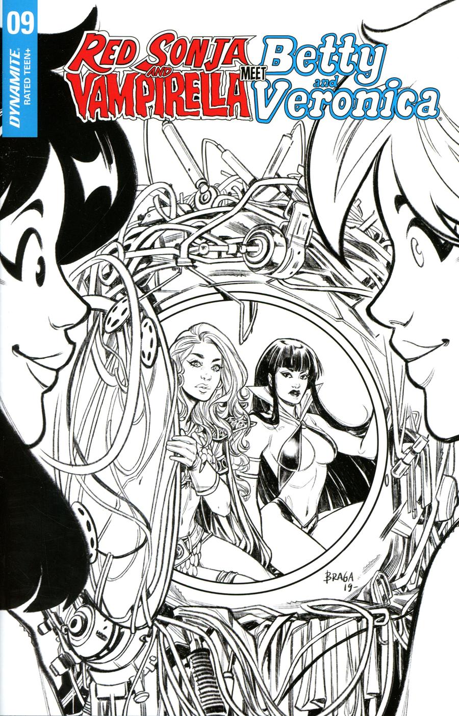 Red Sonja And Vampirella Meet Betty And Veronica #9 Cover J Incentive Laura Braga Black & White Cover