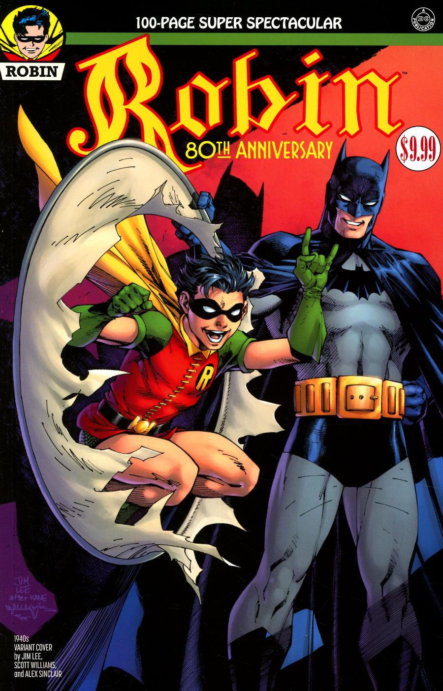 Robin 80th Anniversary 100-Page Super Spectacular #1 Cover B Variant Jim Lee & Scott Williams 1940s Cover