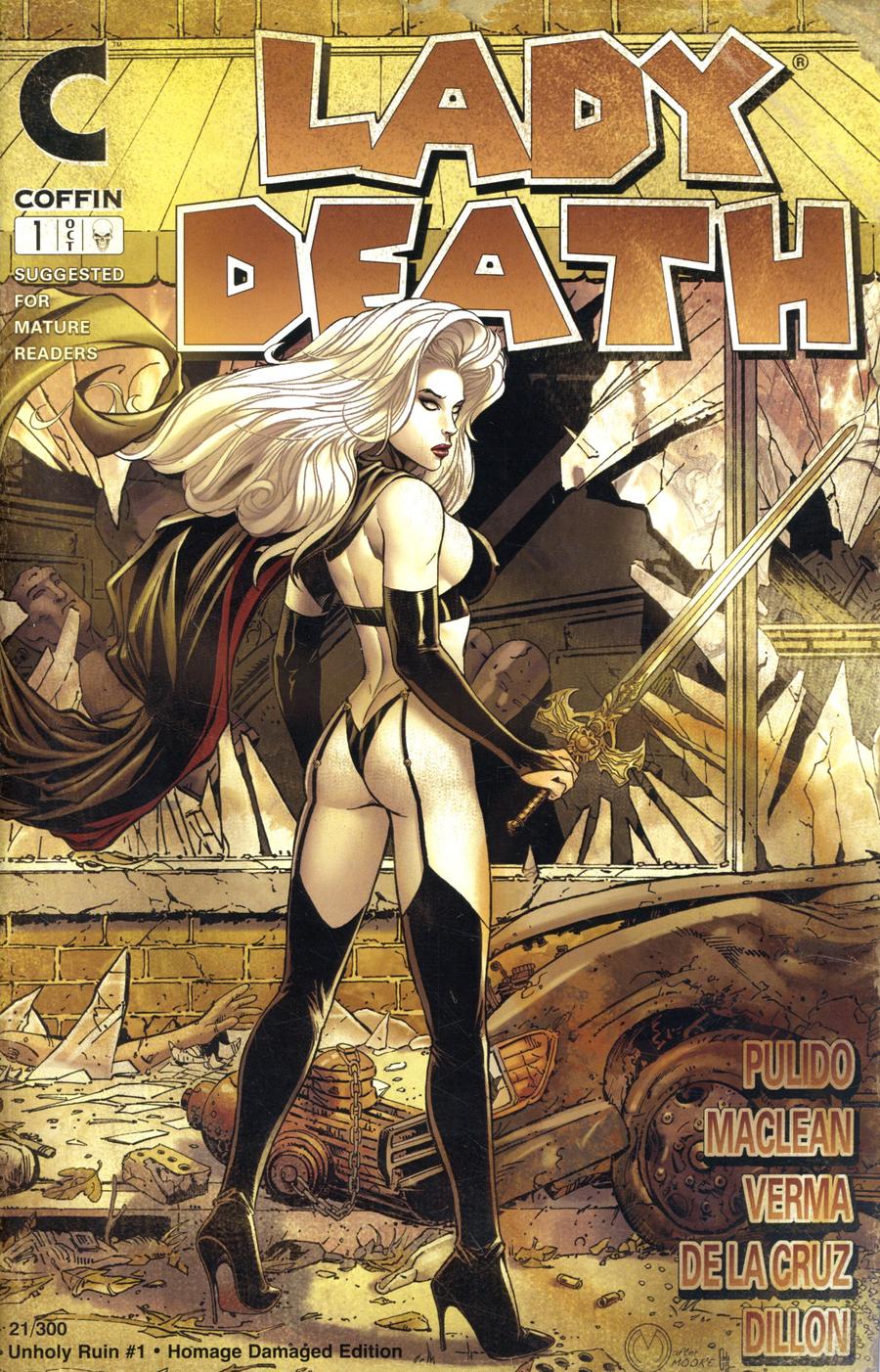 Lady Death Unholy Ruin #1 Cover G Damaged Homage Edition