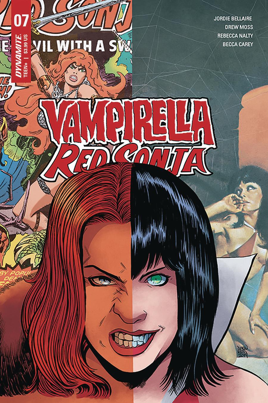 Vampirella Red Sonja #7 Cover E Variant Drew Moss Then And Now Cover