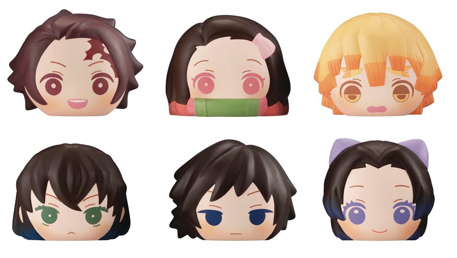 Demon Slayer Kimetsu Fluffy Squeeze Bread Figure Blind Mystery Box 6-Piece Display