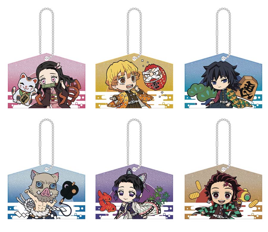 Demon Slayer Kimetsu Kirakira Acrylic Mascot Charm Blind Mytery Box 6-Piece Display
