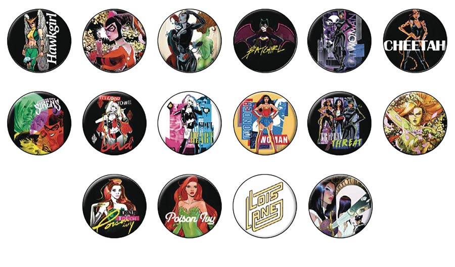 DC Heroes Women Of DC Comics Previews Exclusive Button 144-Piece Assortment Case