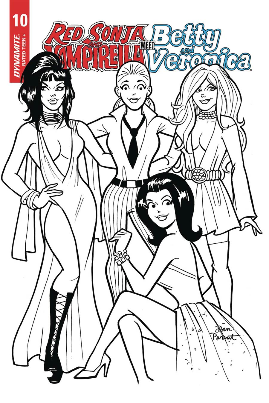 Red Sonja And Vampirella Meet Betty And Veronica #10 Cover H Incentive Dan Parent Black & White Cover