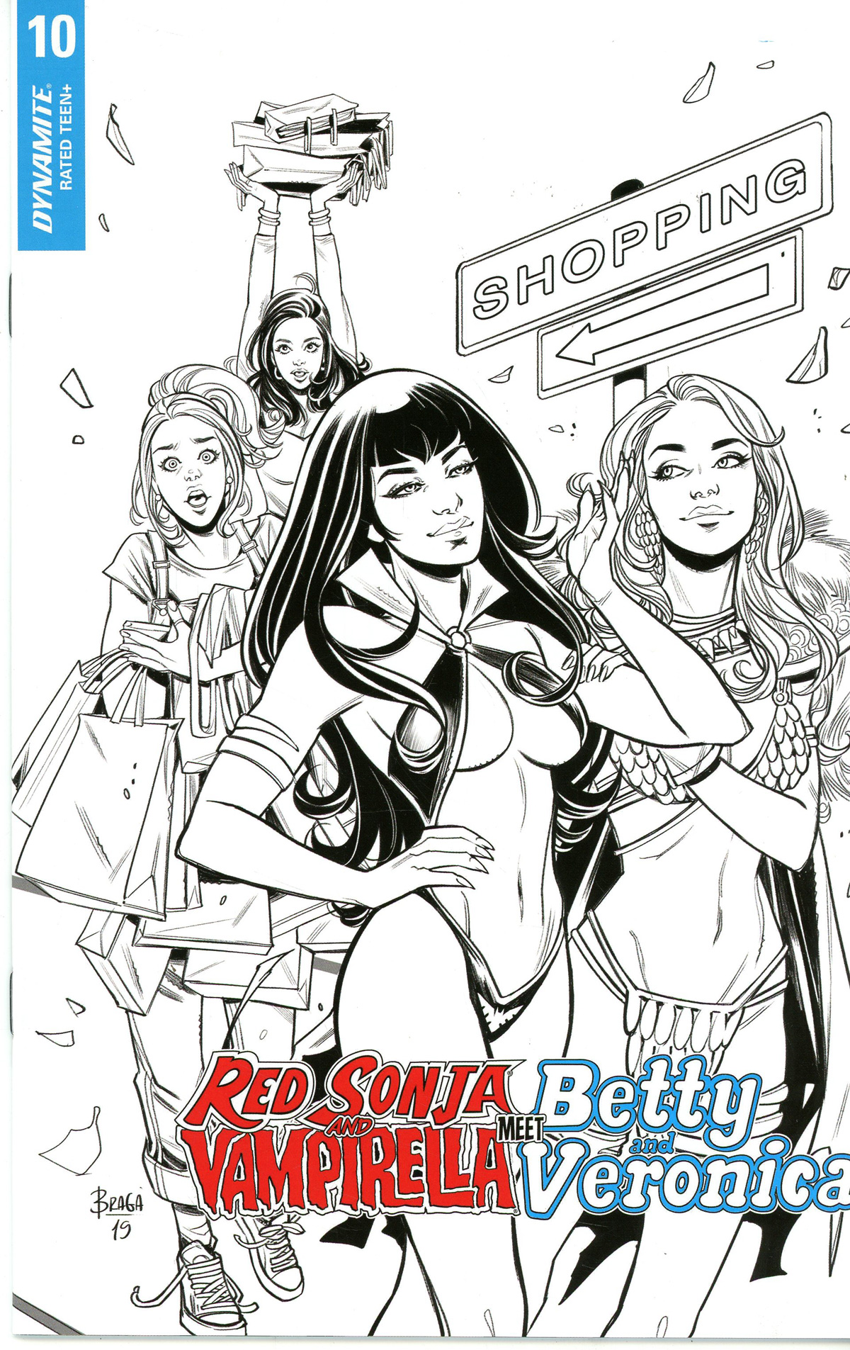Red Sonja And Vampirella Meet Betty And Veronica #10 Cover L Incentive Laura Braga Black & White Cover
