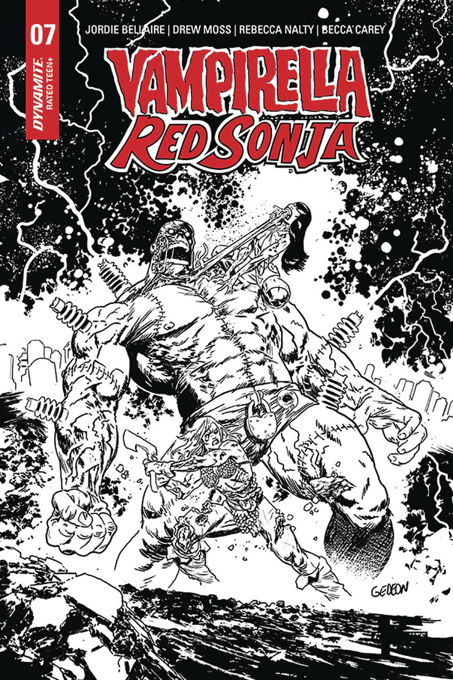 Vampirella Red Sonja #7 Cover K Incentive Juan Gedeon Zombie Black & White Cover