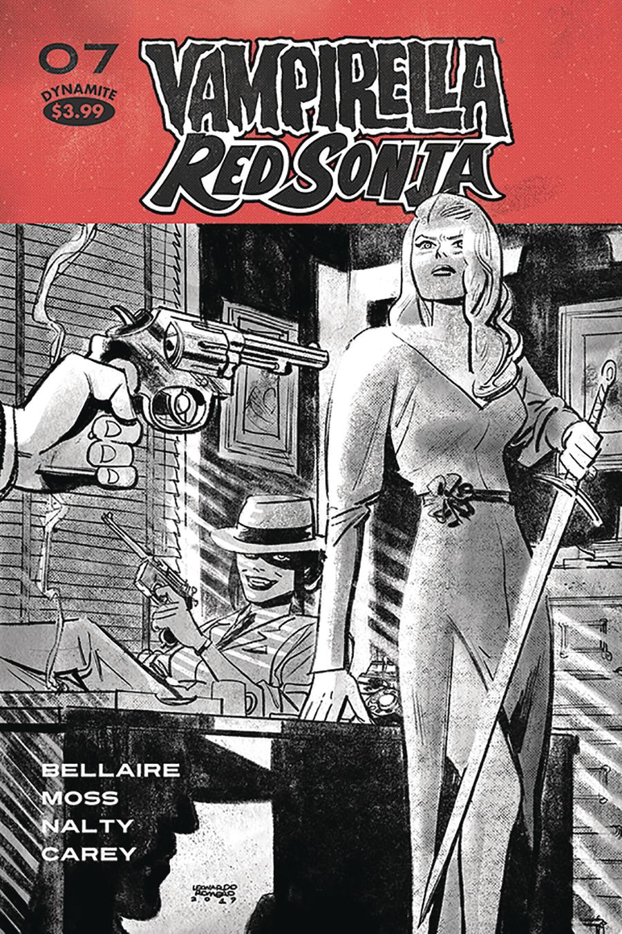 Vampirella Red Sonja #7 Cover Q Incentive Leonardo Romero Black & White Cover