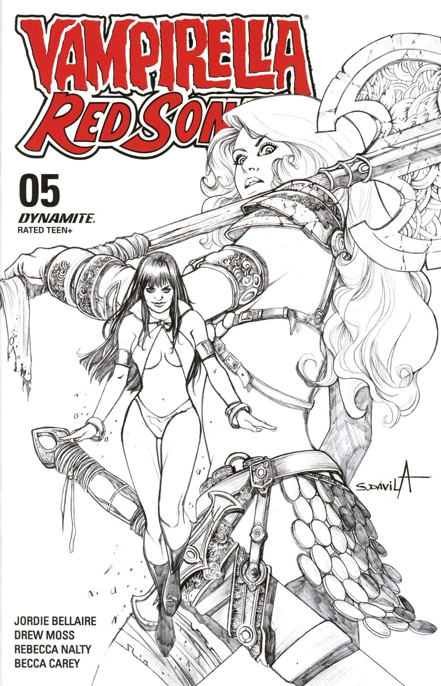 Vampirella Red Sonja #5 Cover H Incentive Sergio Davila Black & White Cover