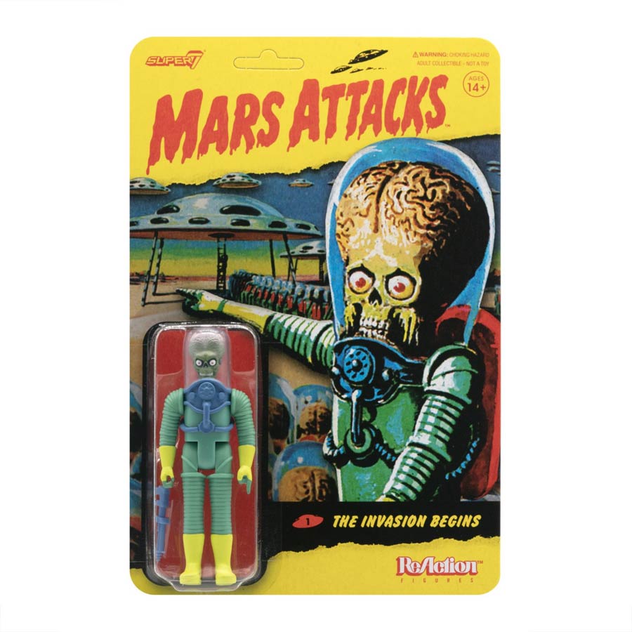 Mars Attacks Wave 1 ReAction Figure - Mars Alien With Gun