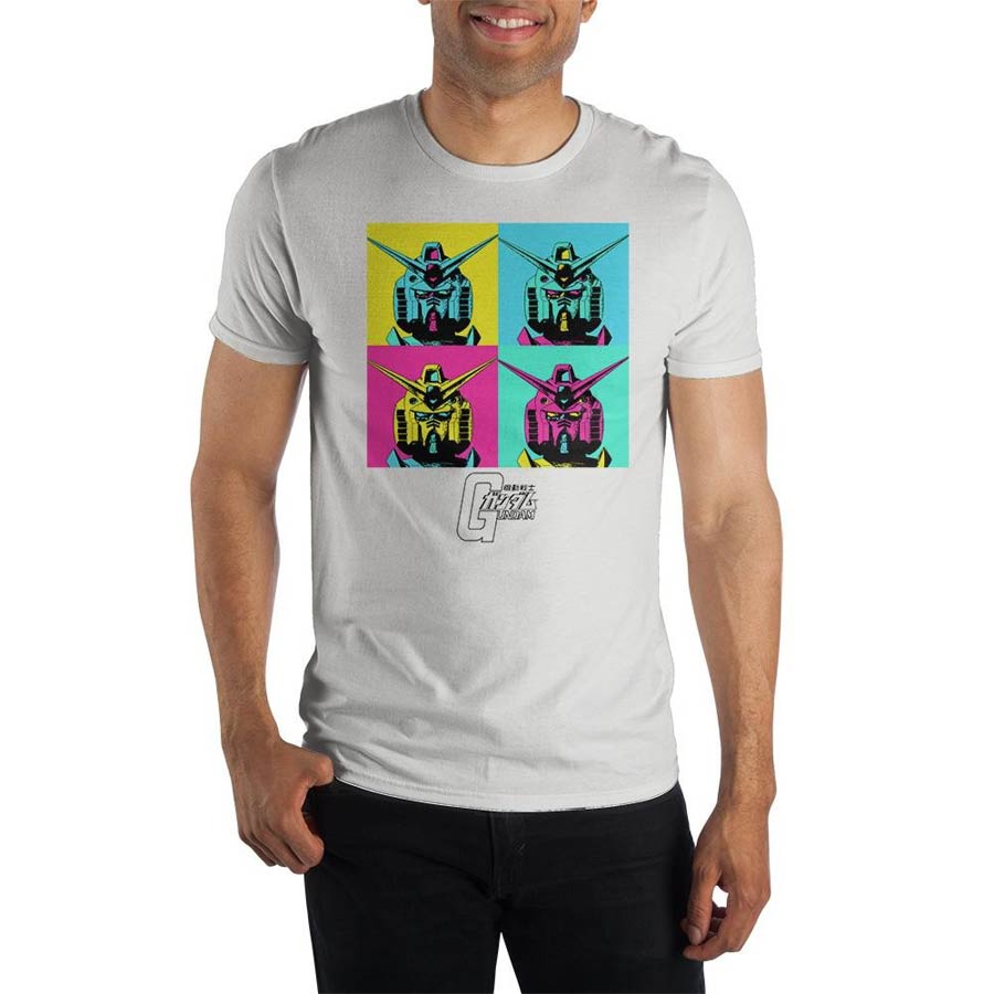 Gundam Multicolor On White T-Shirt Large