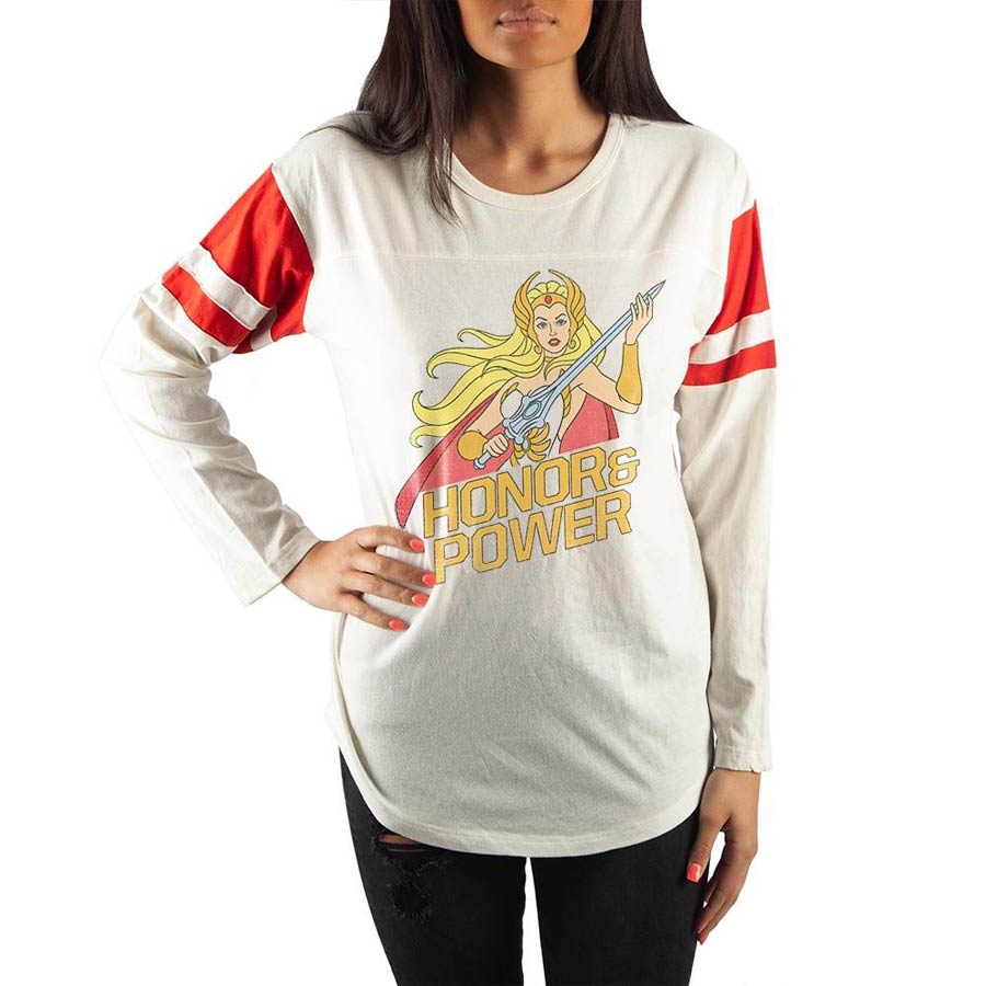 She-Ra Honor And Power White And Red Womens Long Sleeve Shirt Large