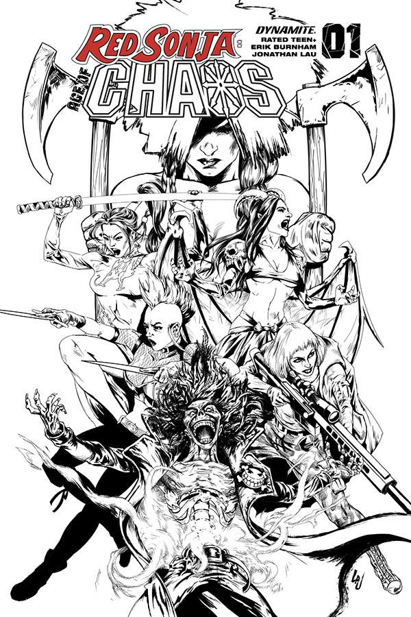 Red Sonja Age Of Chaos #1 Cover S Incentive Jonathan Lau Black & White Cover