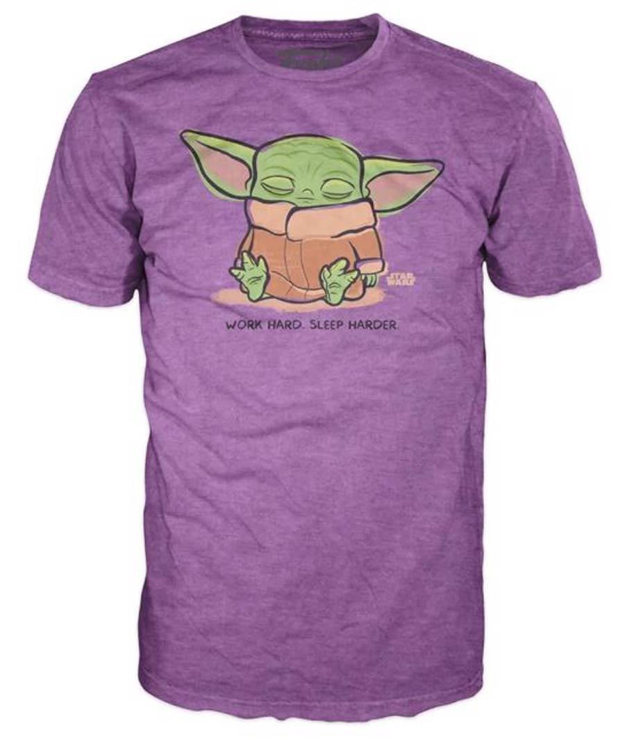 Super Cute Tees Star Wars The Mandalorian The Child Sleeping Purple T-Shirt Large