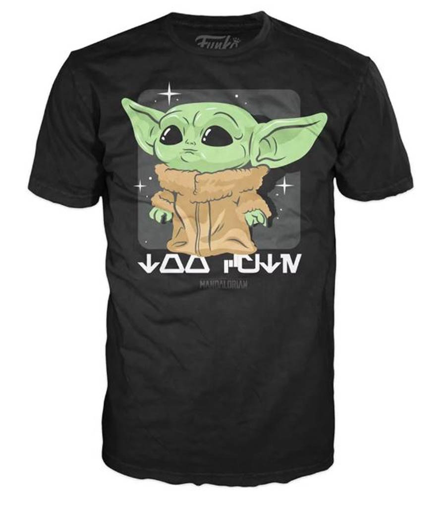 Super Cute Tees Star Wars The Mandalorian The Child With Stars Black T-Shirt X-Small