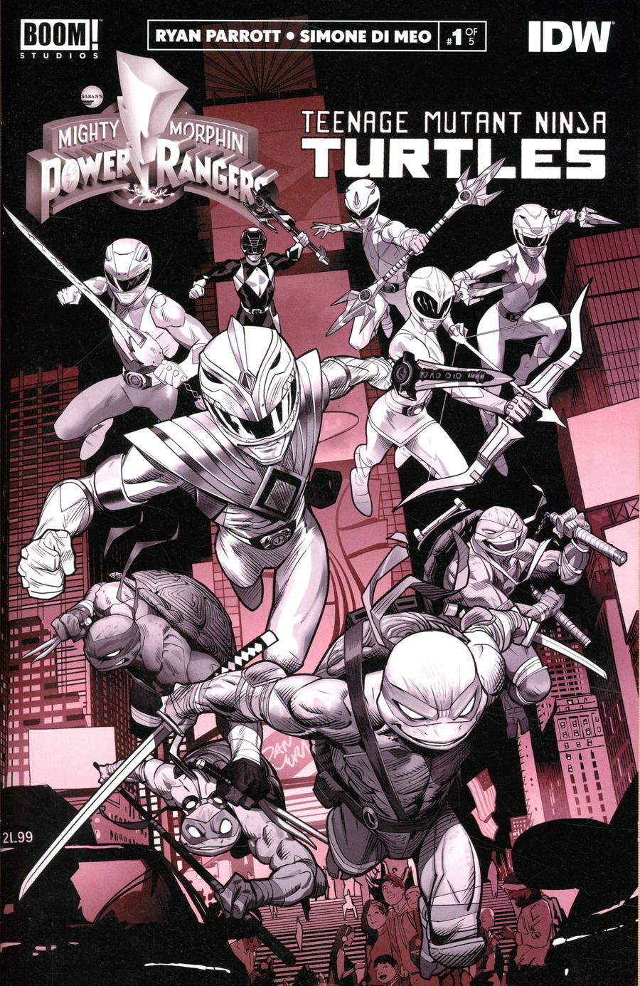 Mighty Morphin Power Rangers Teenage Mutant Ninja Turtles #1 Cover J Variant Black & White Edition