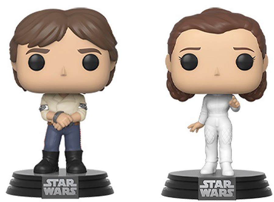 POP Star Wars Empire Strikes Back Han Solo And Princess Leia 2-Pack Vinyl Bobble Head