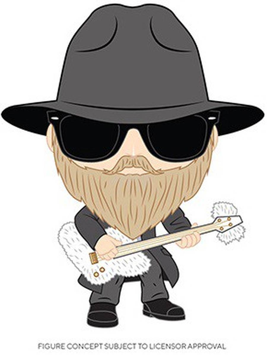 POP Rocks ZZ Top Dusty Hill Flocked Vinyl Figure