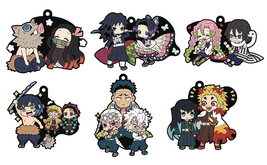 Demon Slayer Kimetsu Buddy Collection Rubber Mascot 6-Piece Display