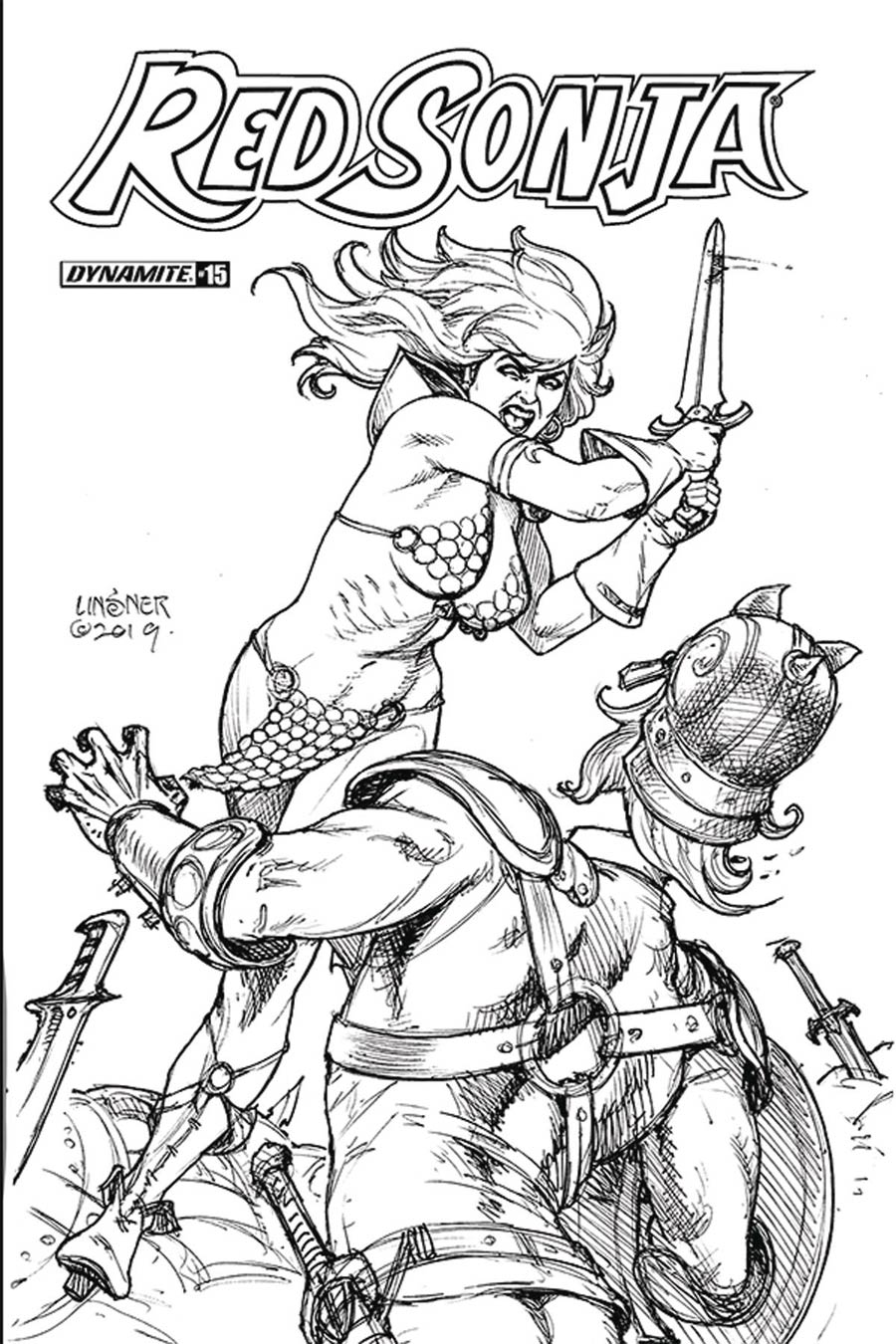 Red Sonja Vol 8 #15 Cover L Incentive Joseph Michael Linsner Black & White Cover