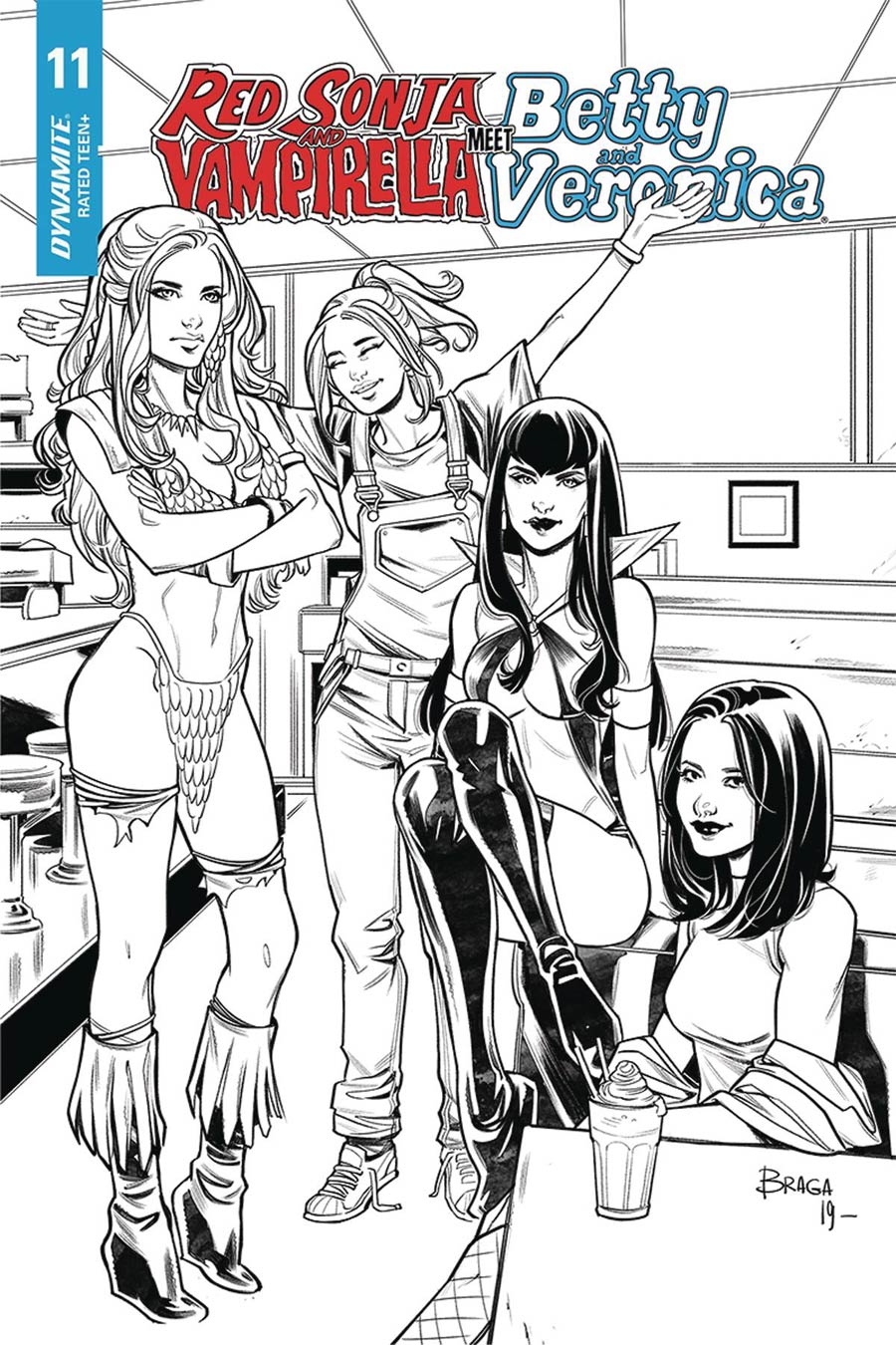 Red Sonja And Vampirella Meet Betty And Veronica #11 Cover J Incentive Laura Braga Black & White Cover