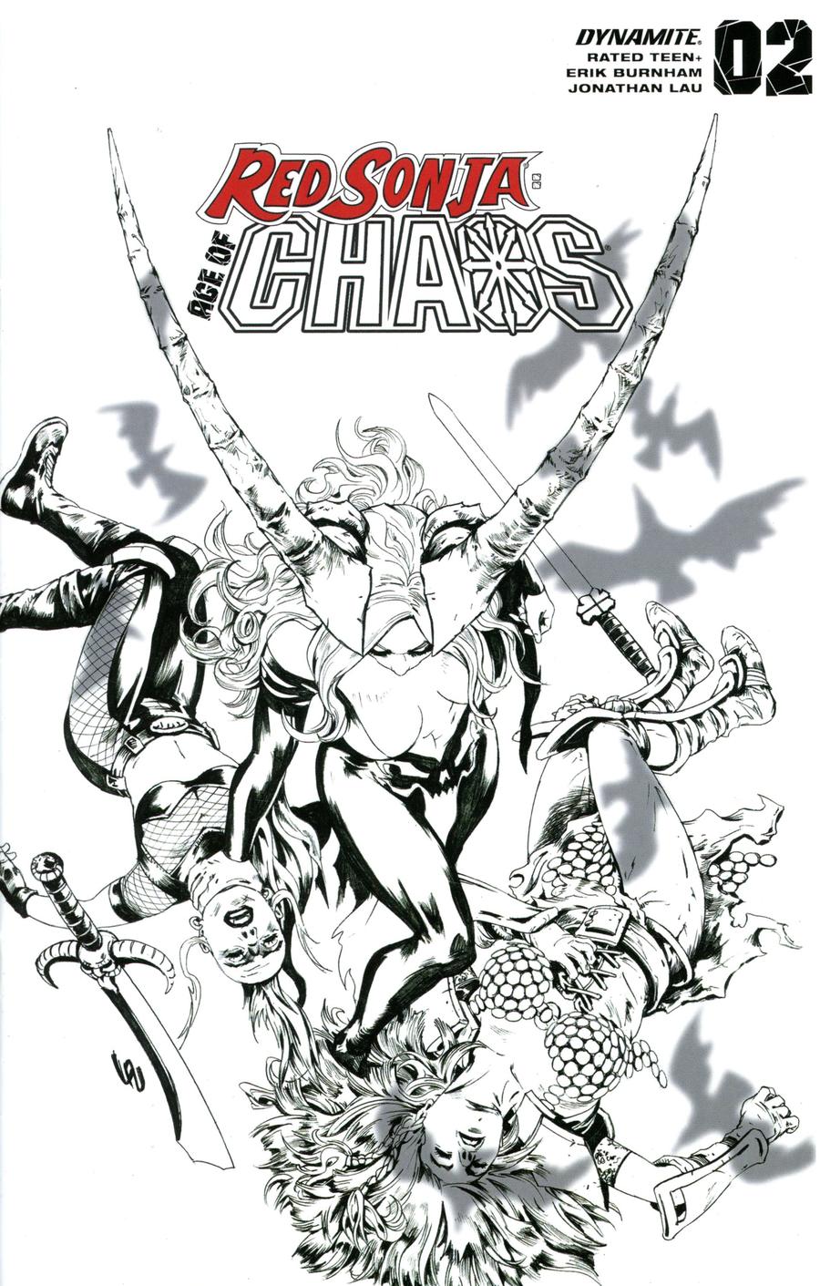 Red Sonja Age Of Chaos #2 Cover R Incentive Jonathan Lau Black & White Cover
