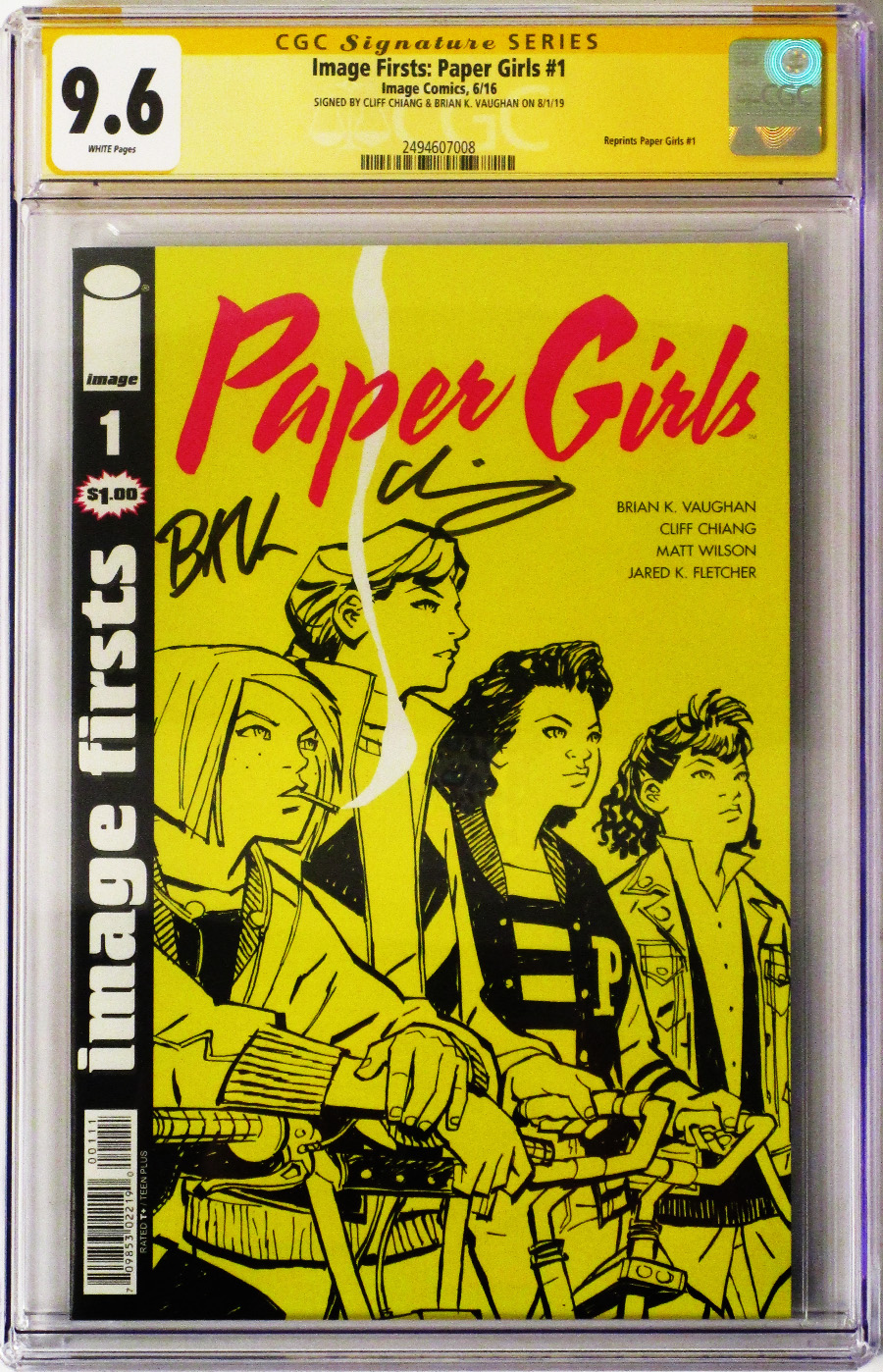Image Firsts Paper Girls #1 Cover C Signed By Brian K Vaughan & Cliff Chiang CGC 9.6