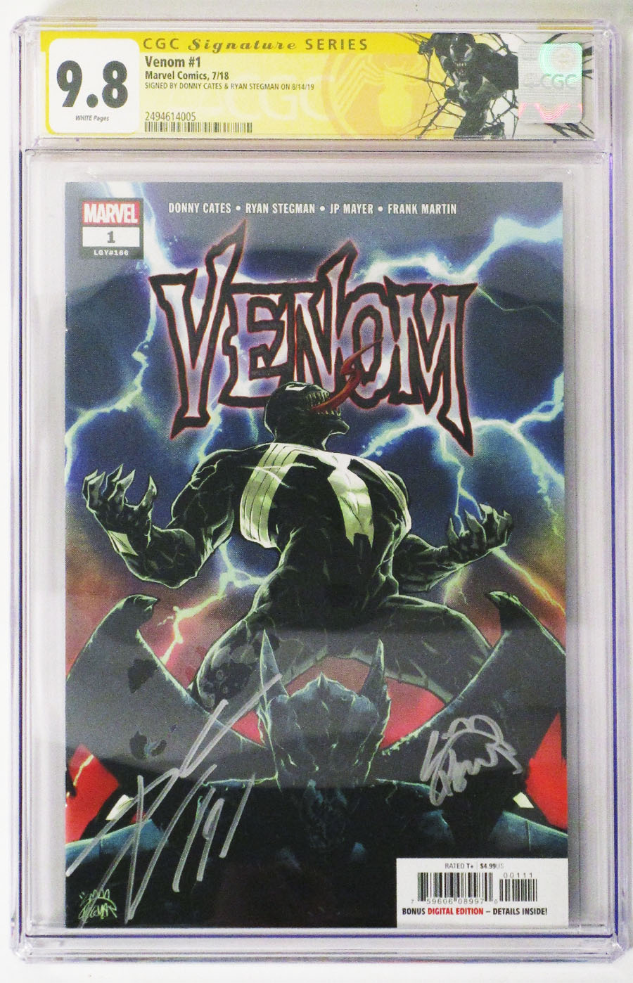 Venom Vol 4 #1 Cover T 1st Ptg Regular Ryan Stegman Cover Signed By Donny Cates & Ryan Stegman CGC 9.8 With Retired Venom CGC Label