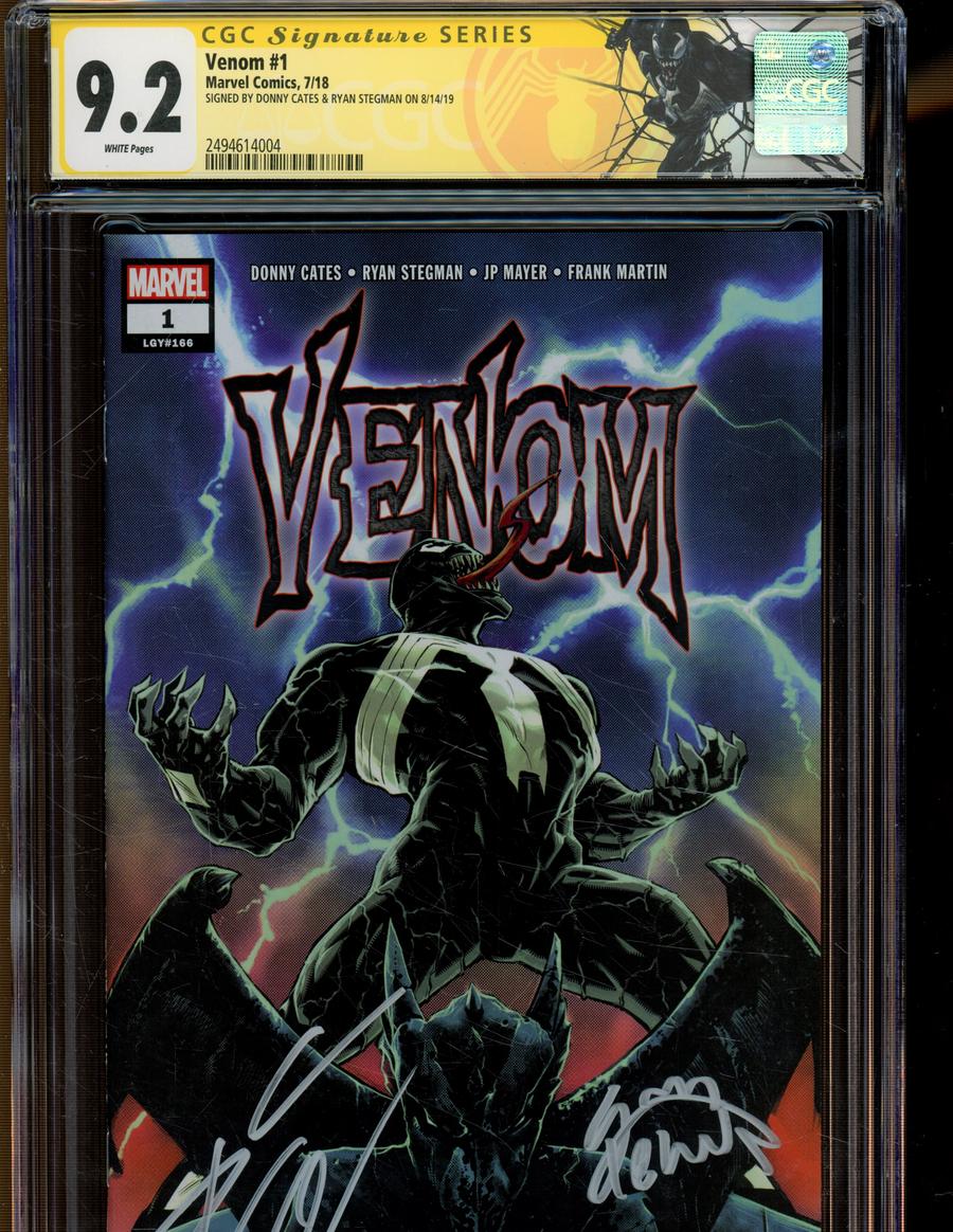 Venom Vol 4 #1 Cover U 1st Ptg Regular Ryan Stegman Cover Signed By Donny Cates & Ryan Stegman CGC 9.2 With Retired Venom CGC Label