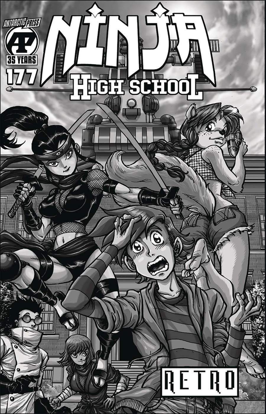 Ninja High School #177 Cover B Variant Ben Dunn Retro Black & White Cover