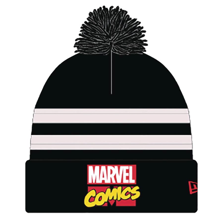 Marvel Comics Logo Previews Exclusive Black & White Pom Knit Cap