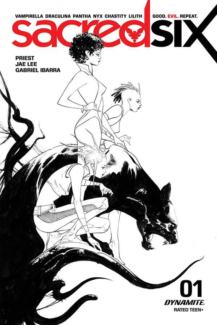 Sacred Six #1 Cover I Incentive Jae Lee Black & White Cover