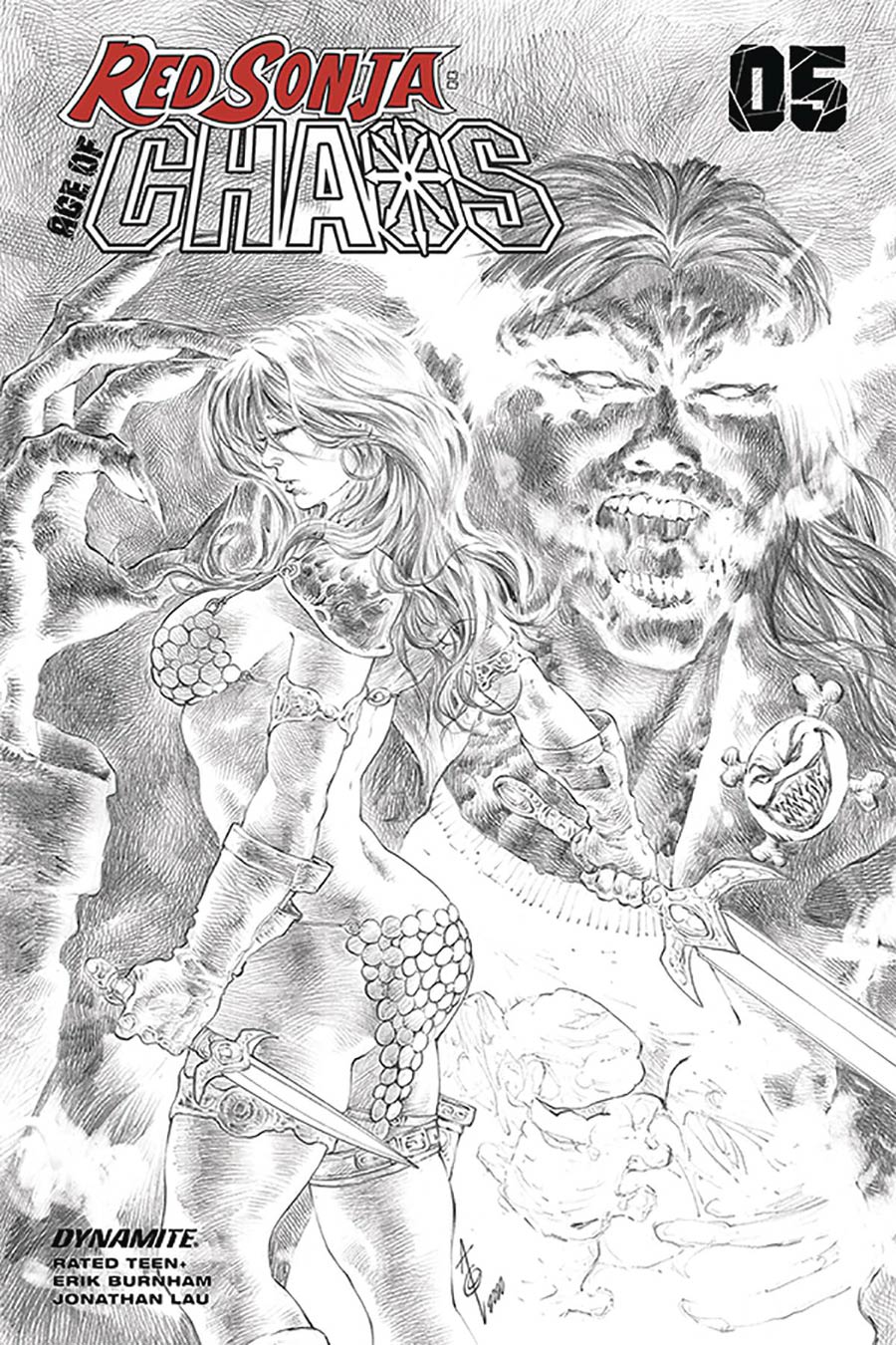 Red Sonja Age Of Chaos #5 Cover N Incentive Alan Quah Black & White Cover