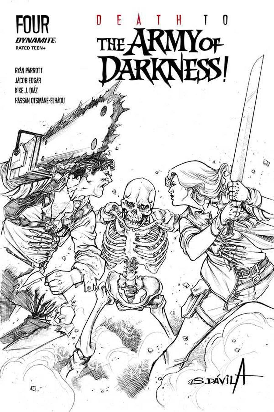 Death To The Army Of Darkness #4 Cover L Incentive Sergio Davila Black & White Cover