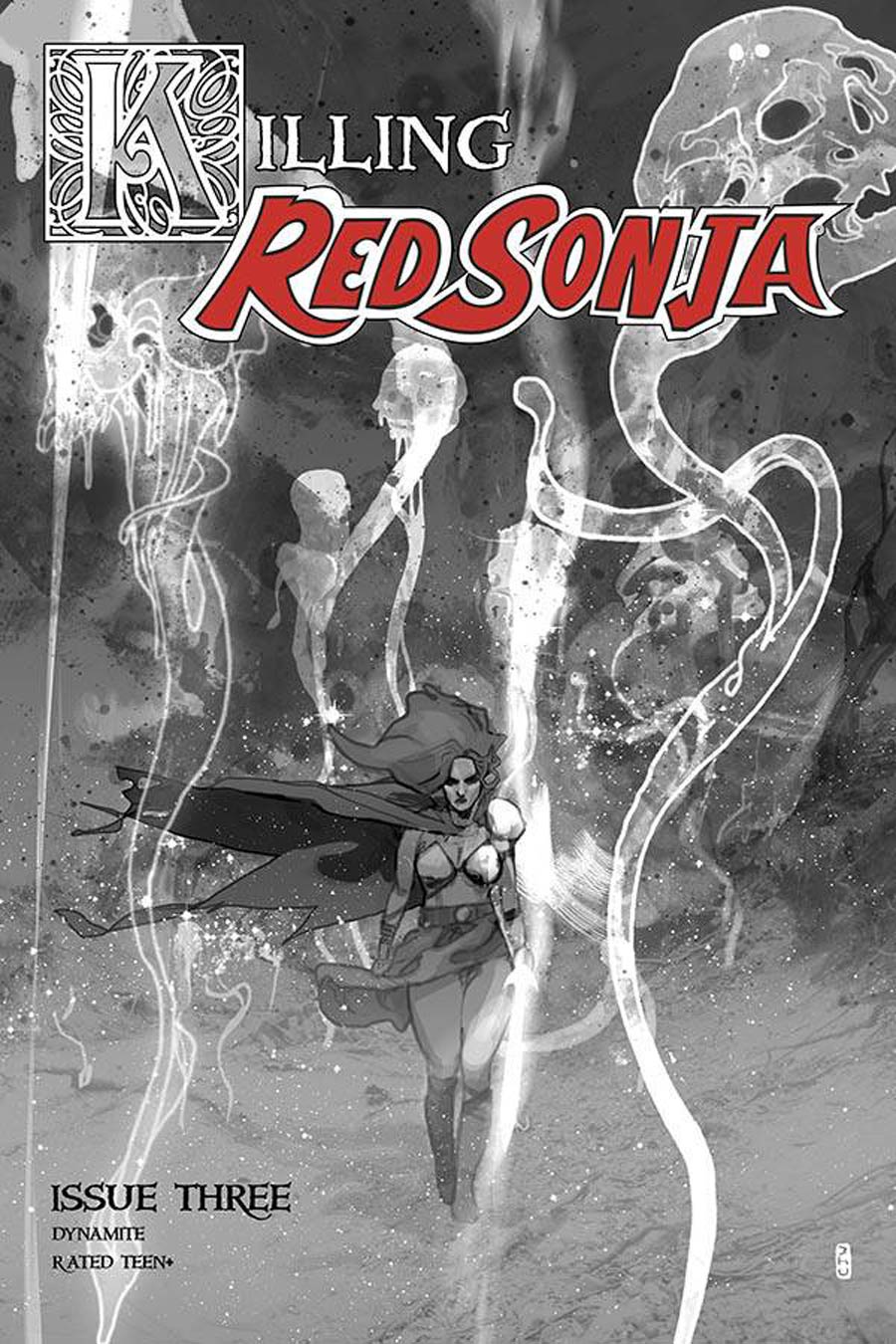 Killing Red Sonja #3 Cover E Incentive Christian Ward Grayscale Cover