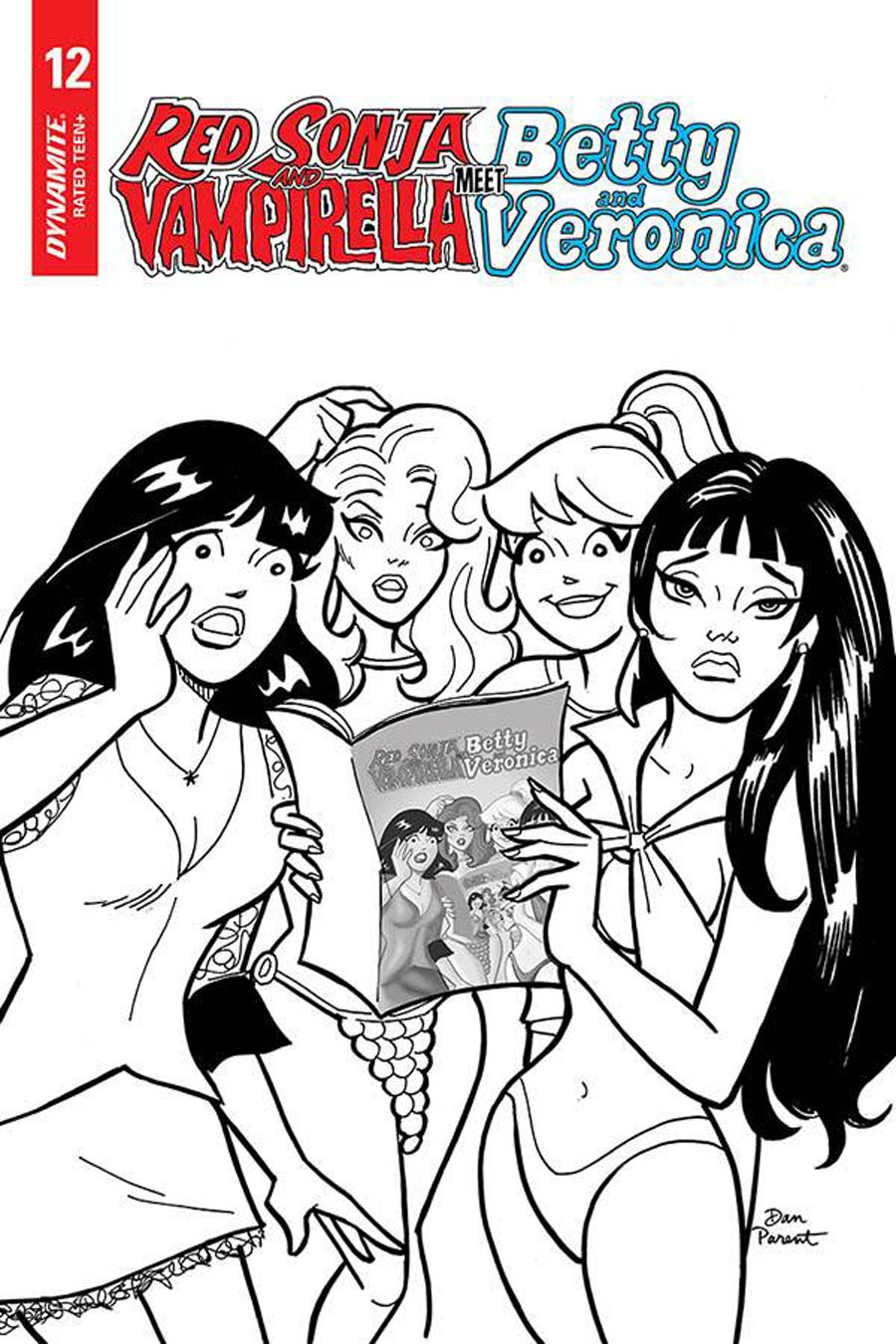 Red Sonja And Vampirella Meet Betty And Veronica #12 Cover F Incentive Dan Parent Black & White Cover