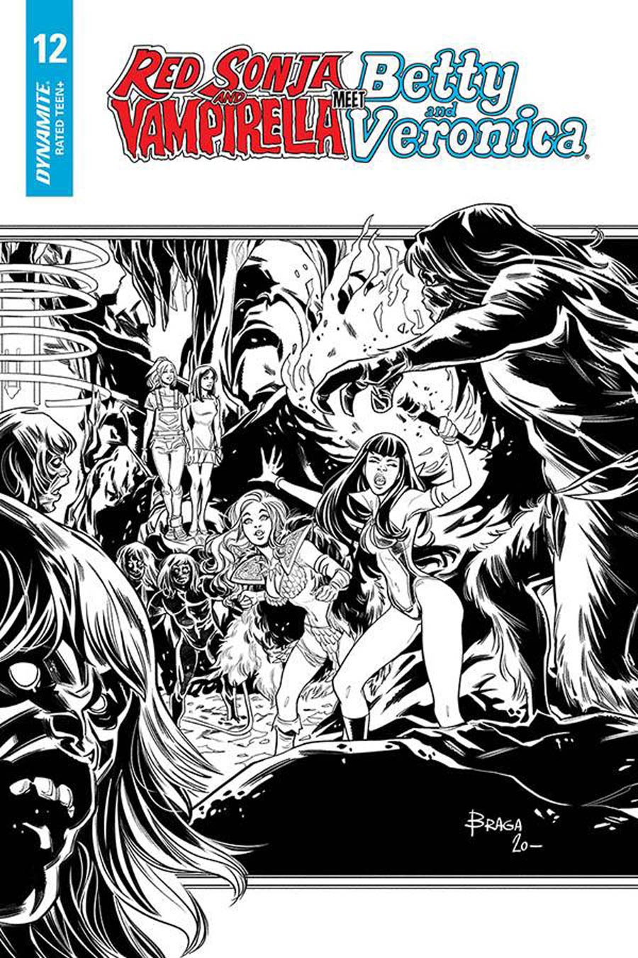 Red Sonja And Vampirella Meet Betty And Veronica #12 Cover I Incentive Laura Braga Black & White Cover