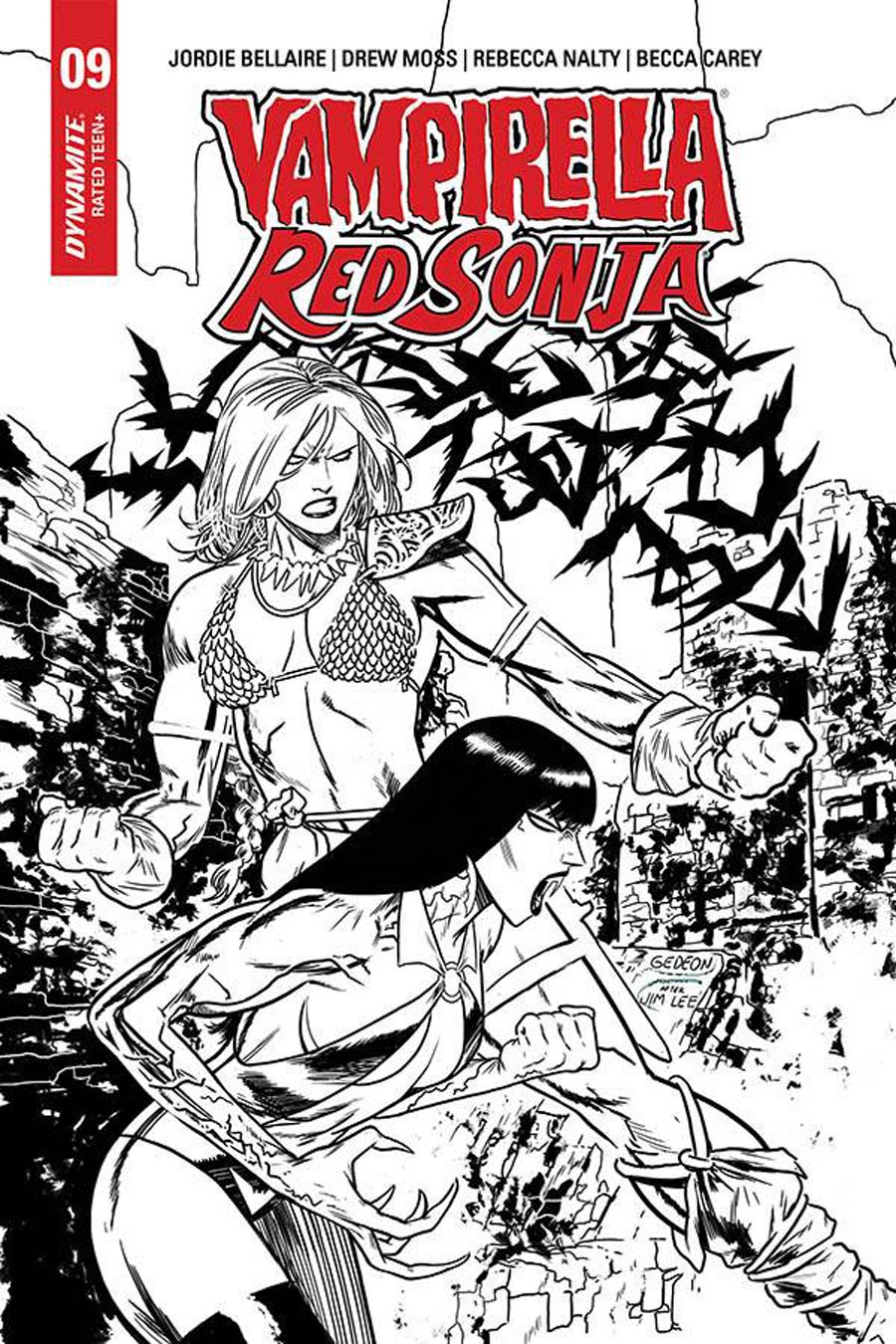 Vampirella Red Sonja #9 Cover K Incentive Juan Gedeon Jim Lee Homage Black & White Cover