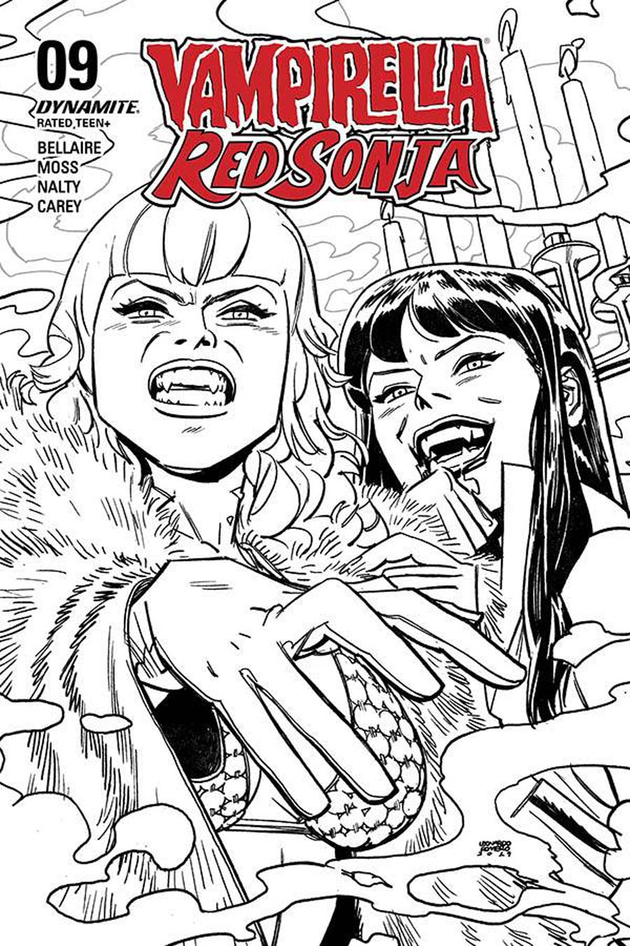 Vampirella Red Sonja #9 Cover Q Incentive Leonardo Romero & Jordie Bellaire Black & White Cover