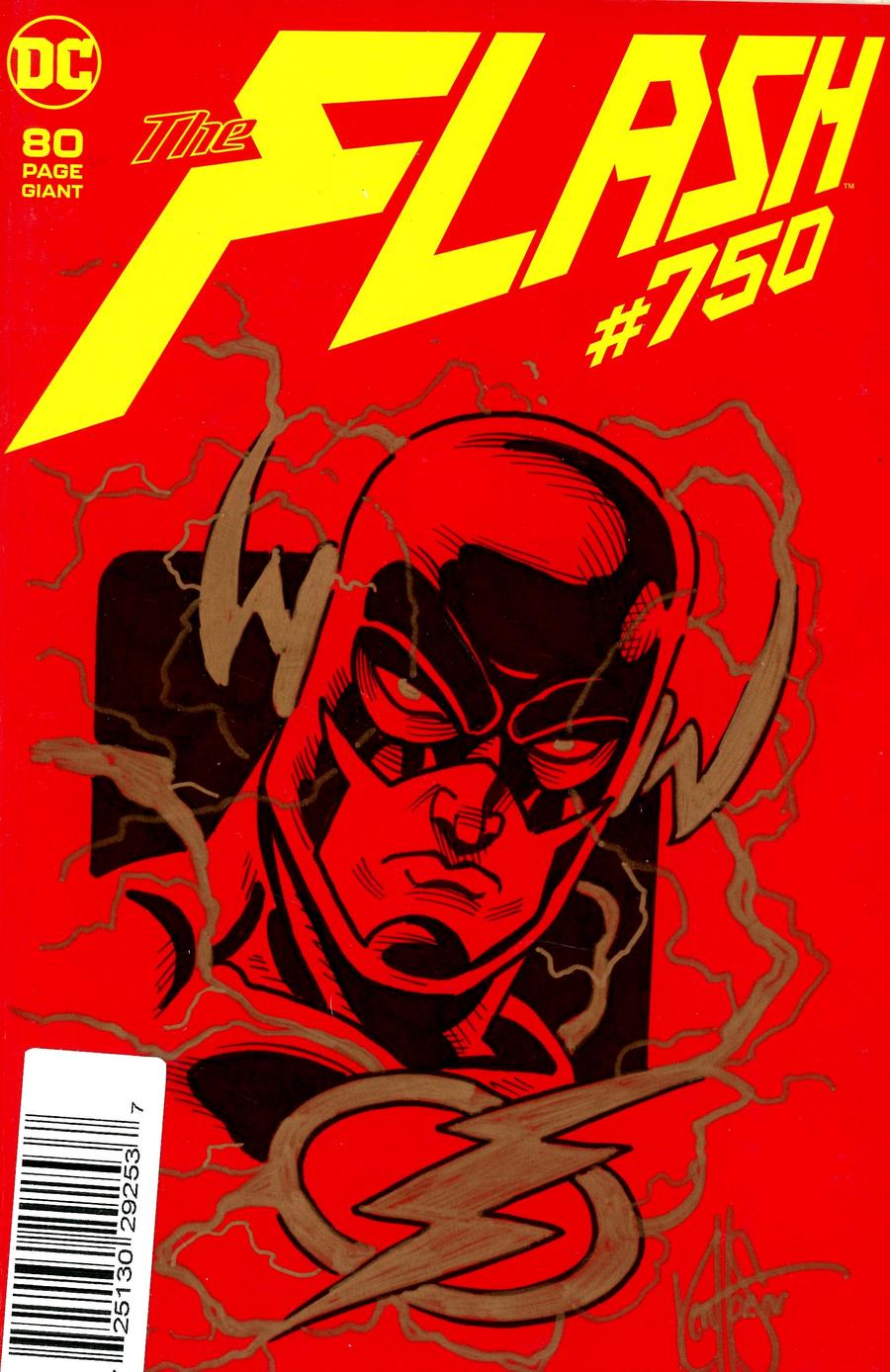 Flash Vol 5 #750 Cover M DF Blank Variant Cover With Flash Hand-Drawn Sketch By Ken Haeser